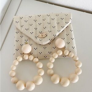 Sezane Cream Beaded Earrings